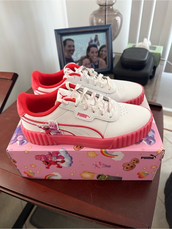 Puma Shoes - Puma White Sneakers Care Bear x Sesame Street  Coral Pink Platform